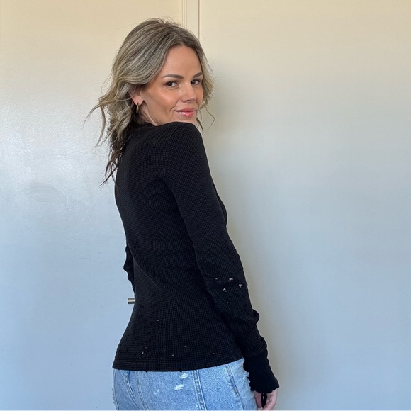 Cotton Citizen Distressed Waffle Knit Crew - Picture 11 of 13